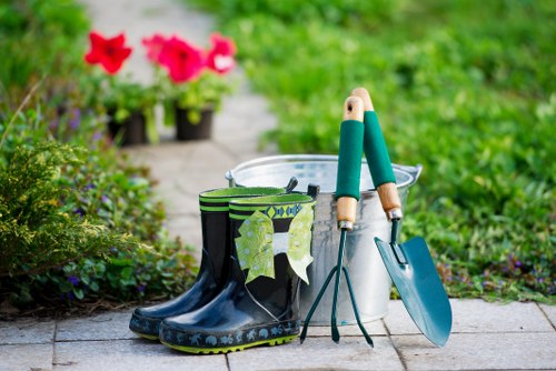 Patio cleaning in Chase Cross restoring a dirty outdoor paving area